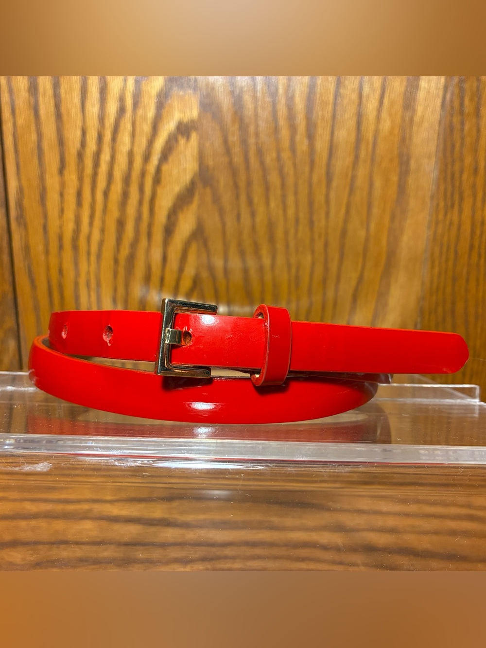 W. Kleinberg USA Made Red Patent Leather Belt Gold Buckle Size Medium